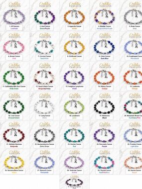 Beaded Hand Crafted Cancer Awareness Bracelet  🌟Pick your Color from Chart